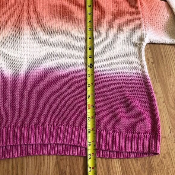 Lou & Grey Ombré Striped Loose Knit Hoodie Sweater Lounge Beach - Picture 5 of 7